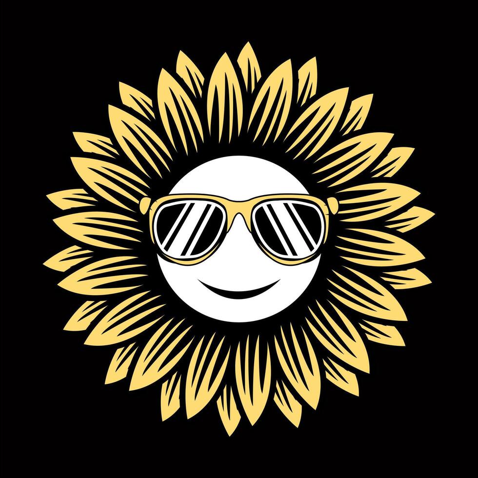 A smiling sun with sunglasses on its face vector