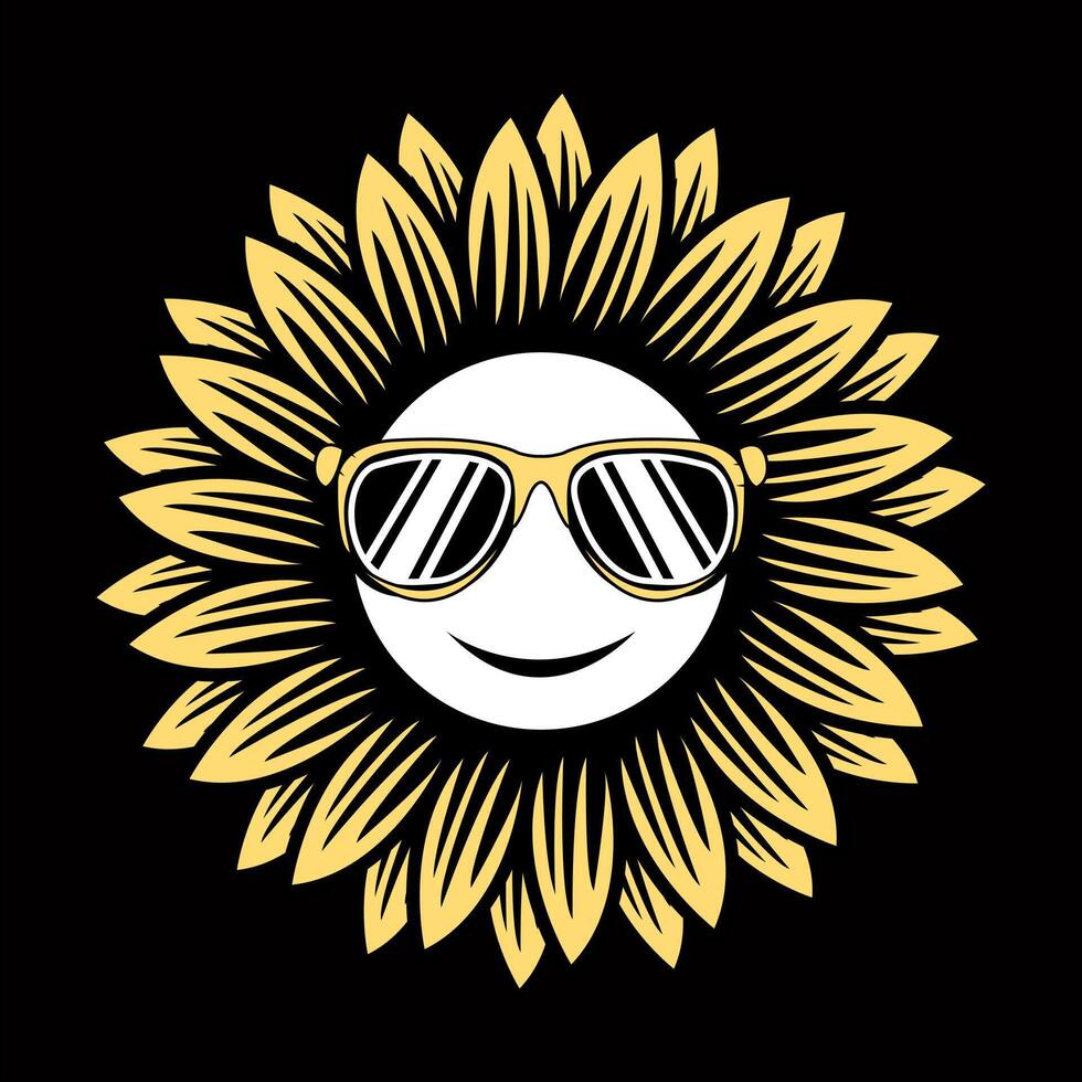 A smiling sun with sunglasses on its face vector