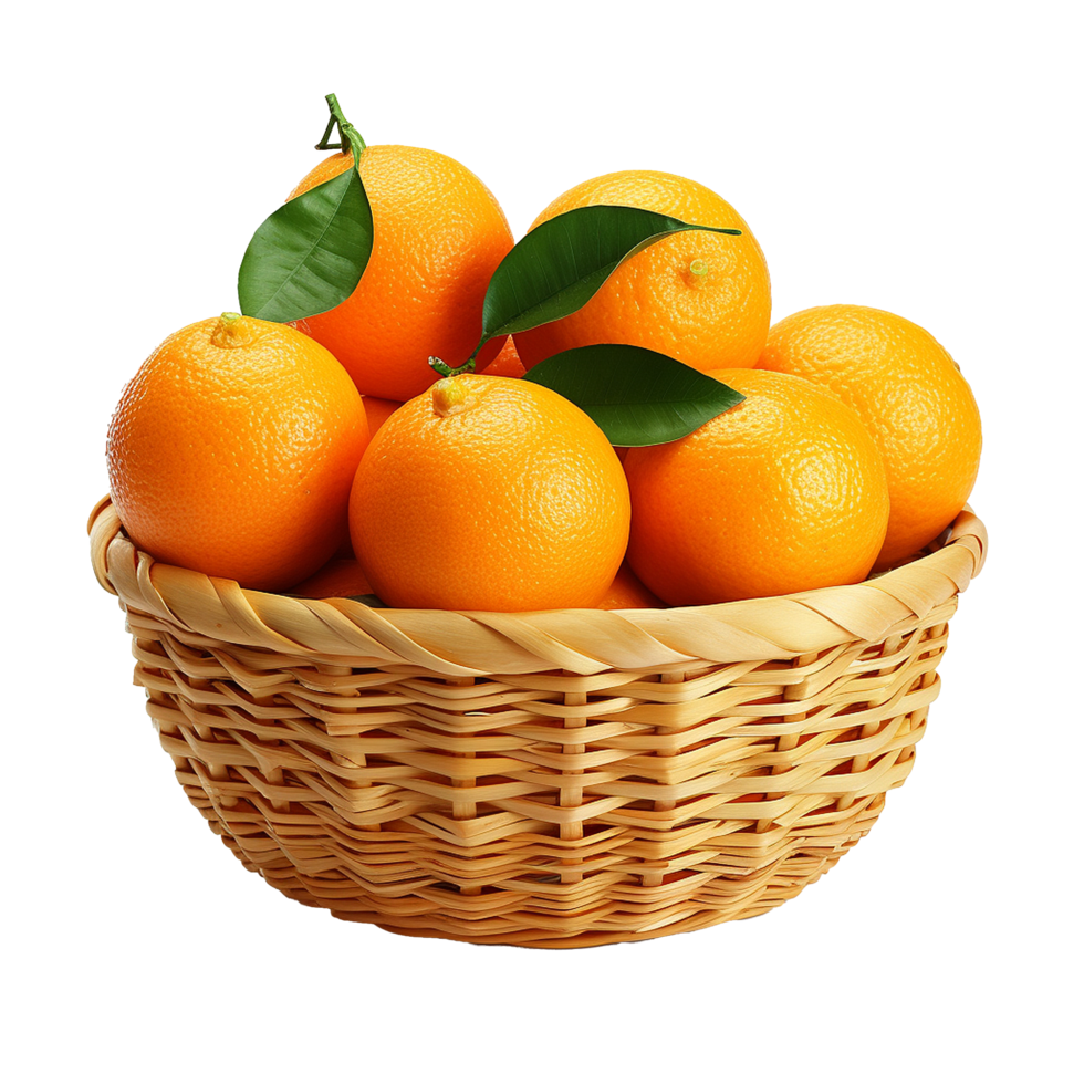 AI generated Oranges in basket png isolated on transparent background
