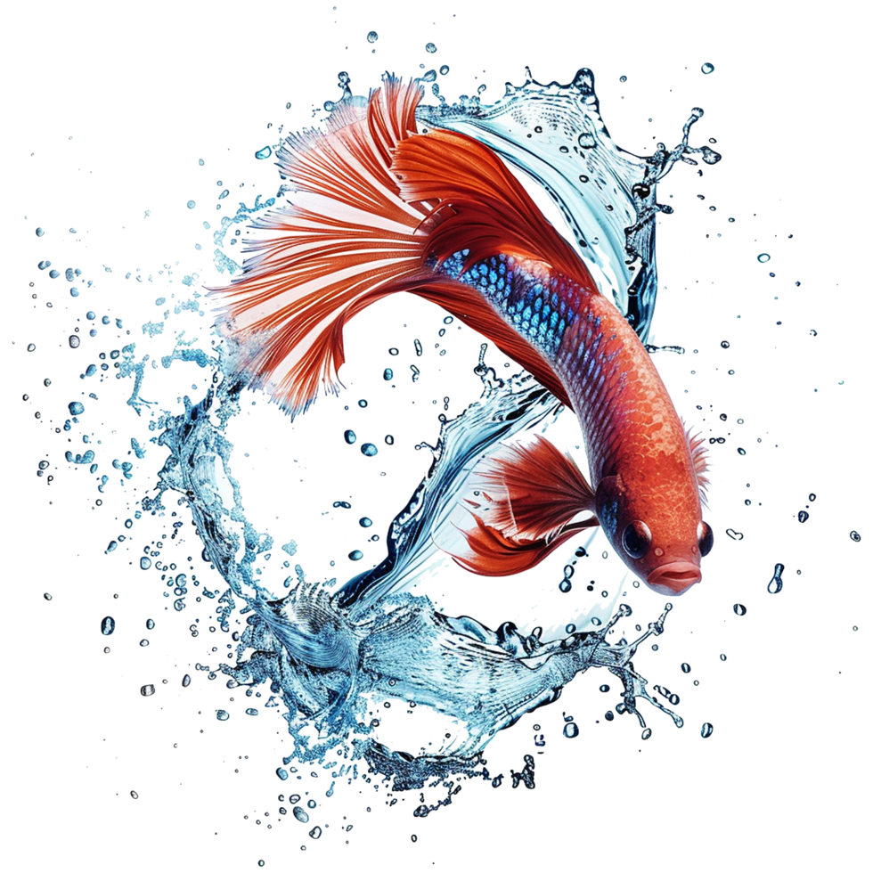 AI generated Water Splash fish isolated on transparent background png