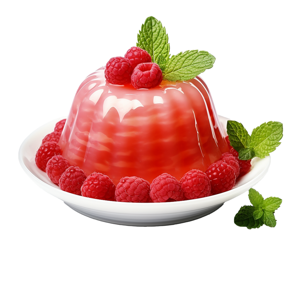 AI generated Raspberry pudding png isolated on transparent background