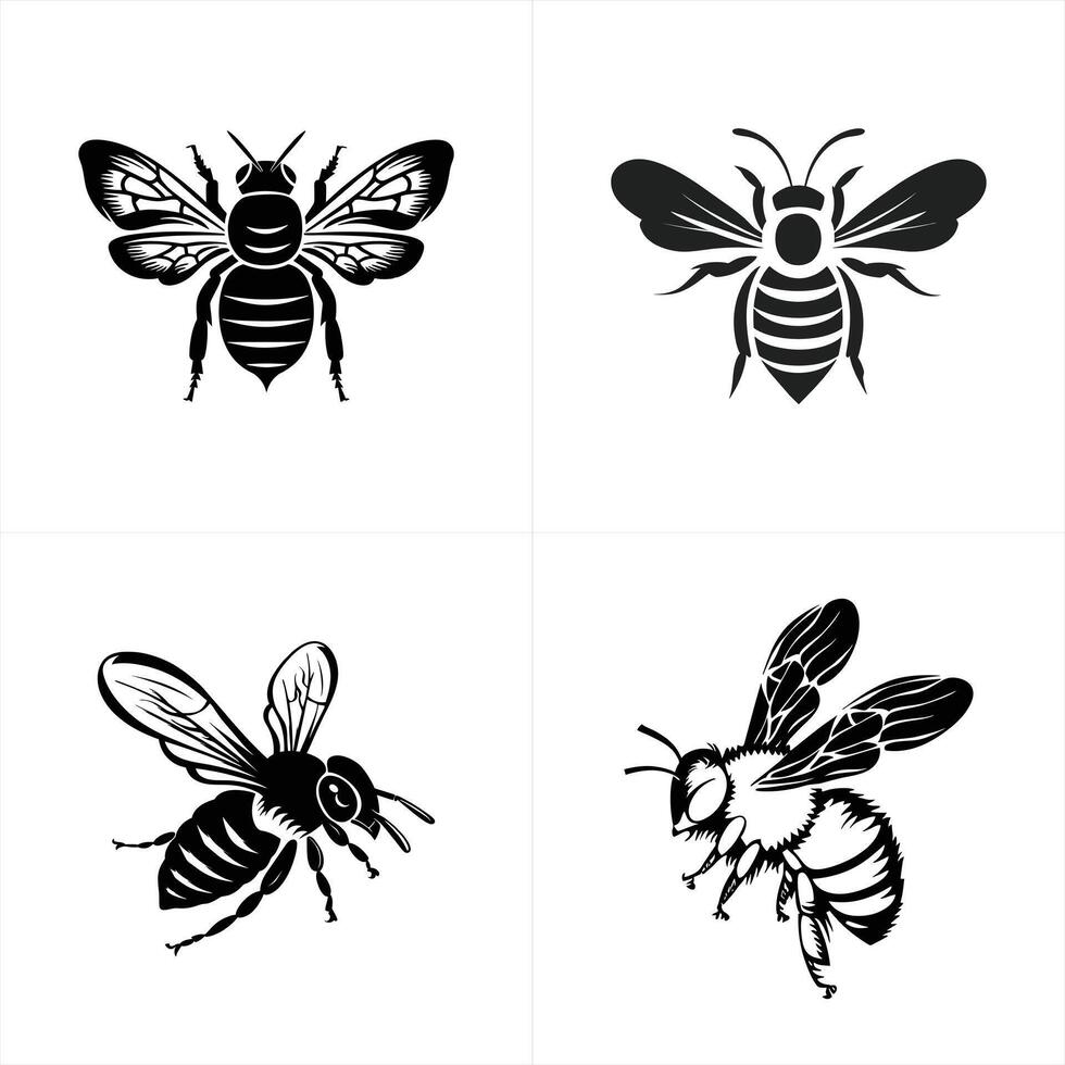 Honey bee with icon for logo vector