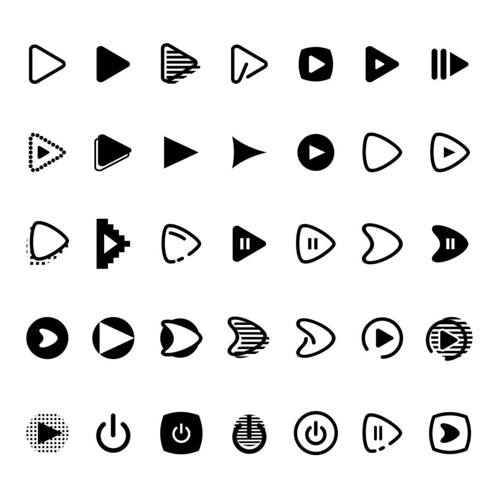 play button of mobile apps icon collection set vector