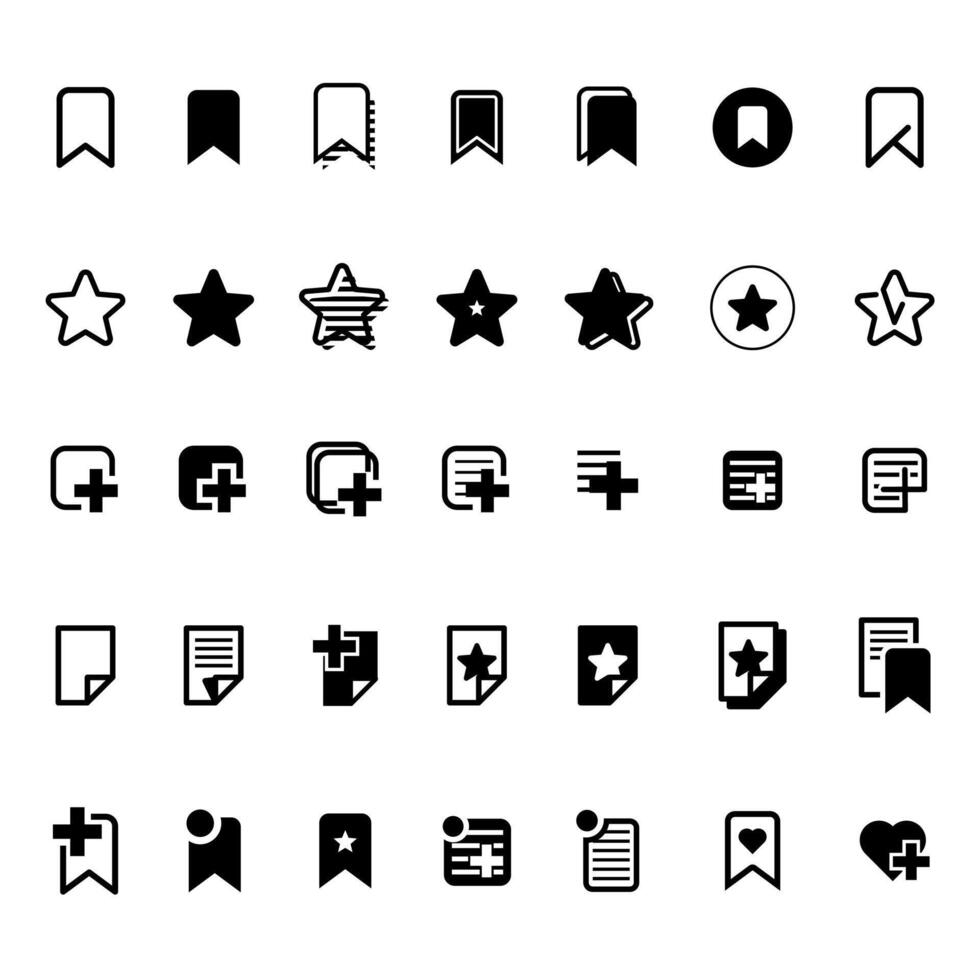 archived and favorite of mobile apps icon collection set vector