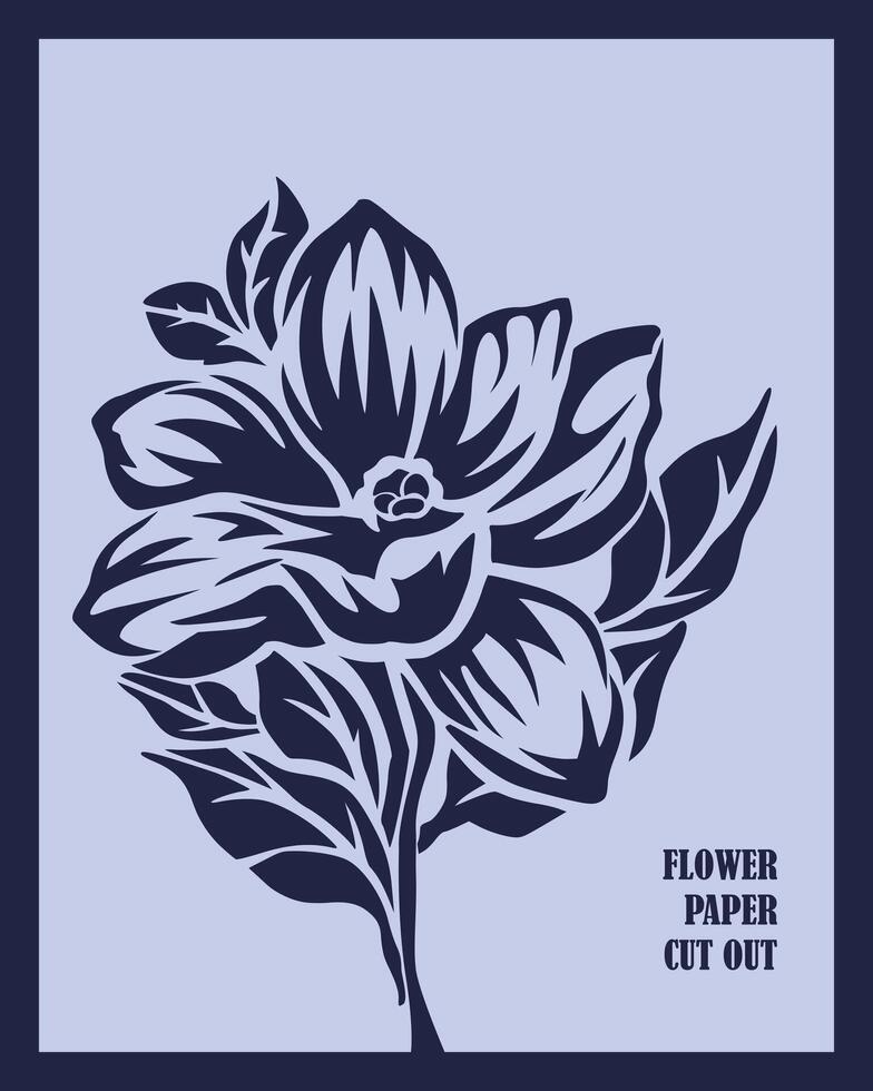 silhouette flower stamp cut out illustration vector vintage clip art element sticker print art editable