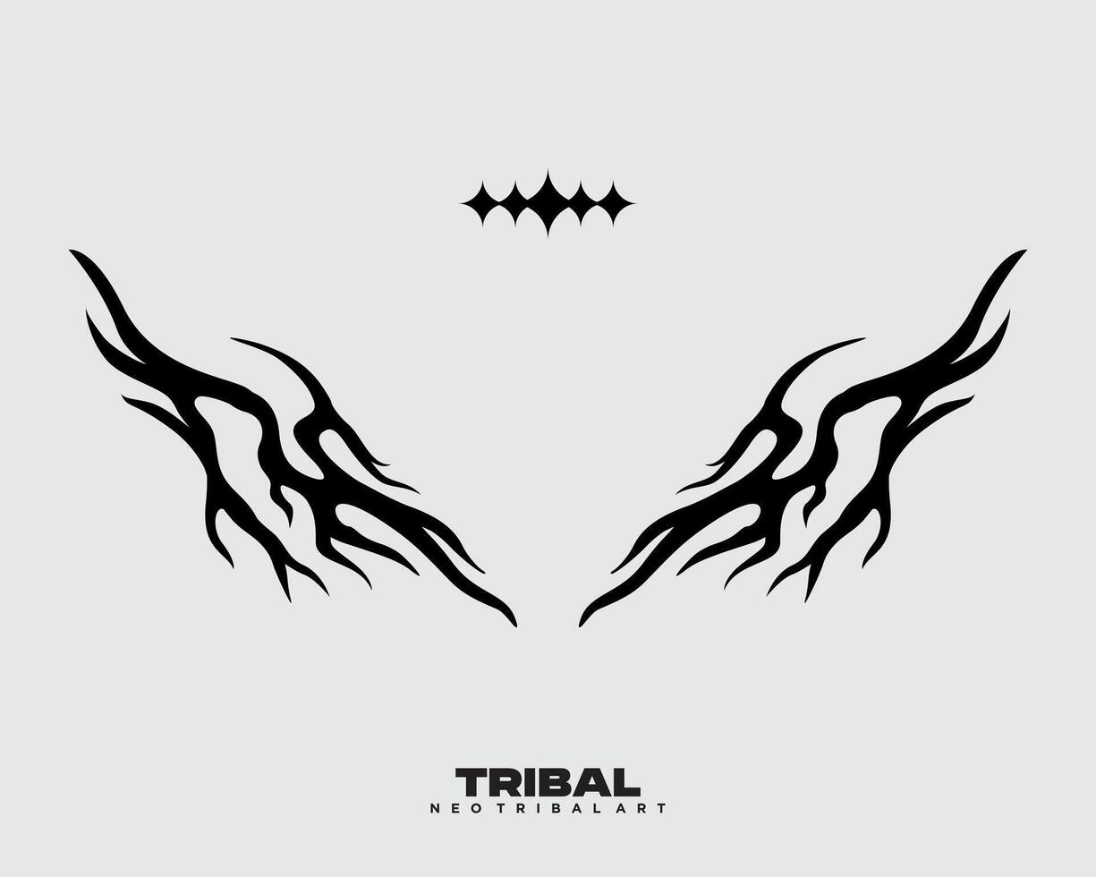 Brutalism element tribal tattoo shape collection set acid poster, illustration vector creepy icon, symbol sick editable