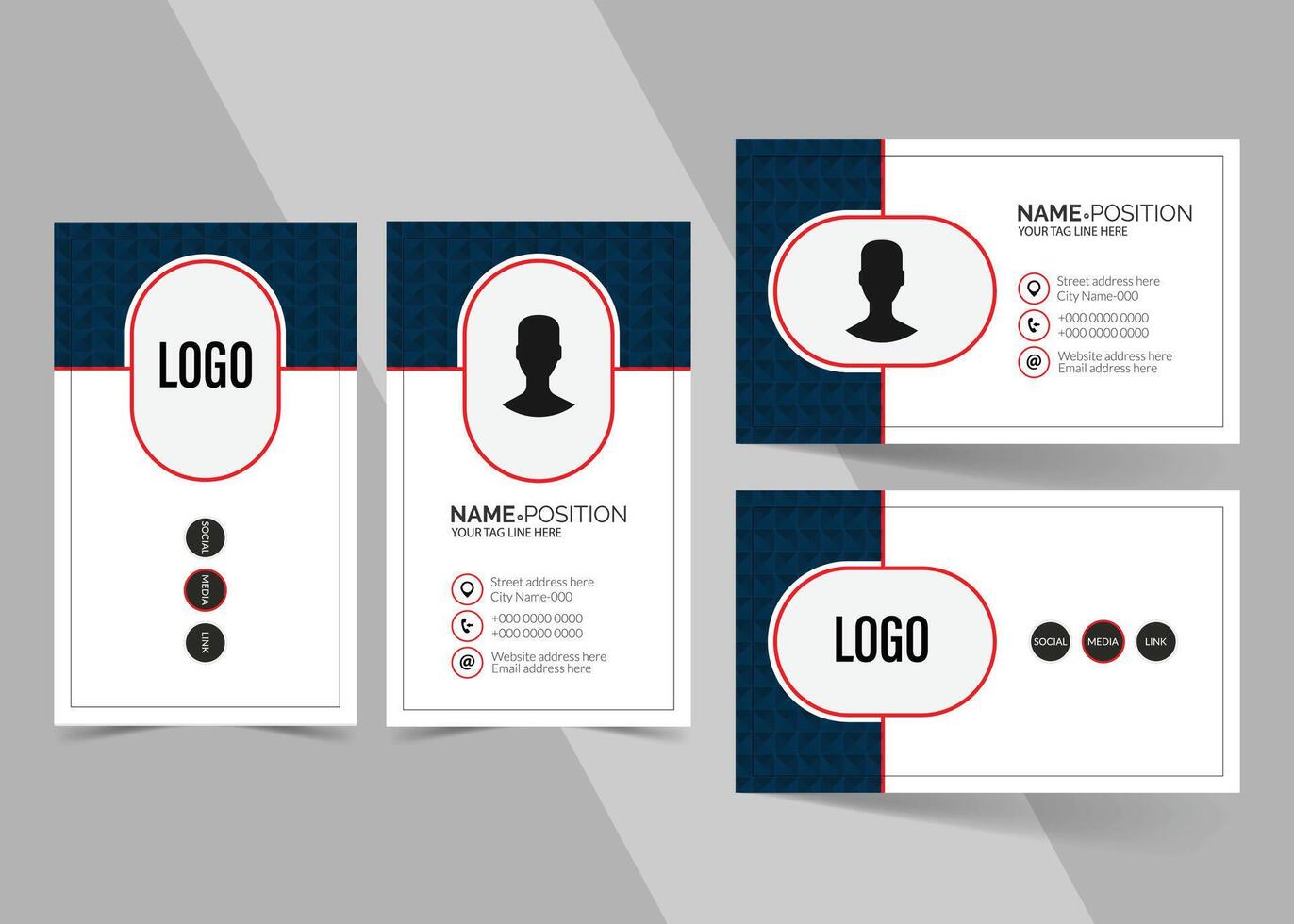 Set of business cards with a logo and a circle vector
