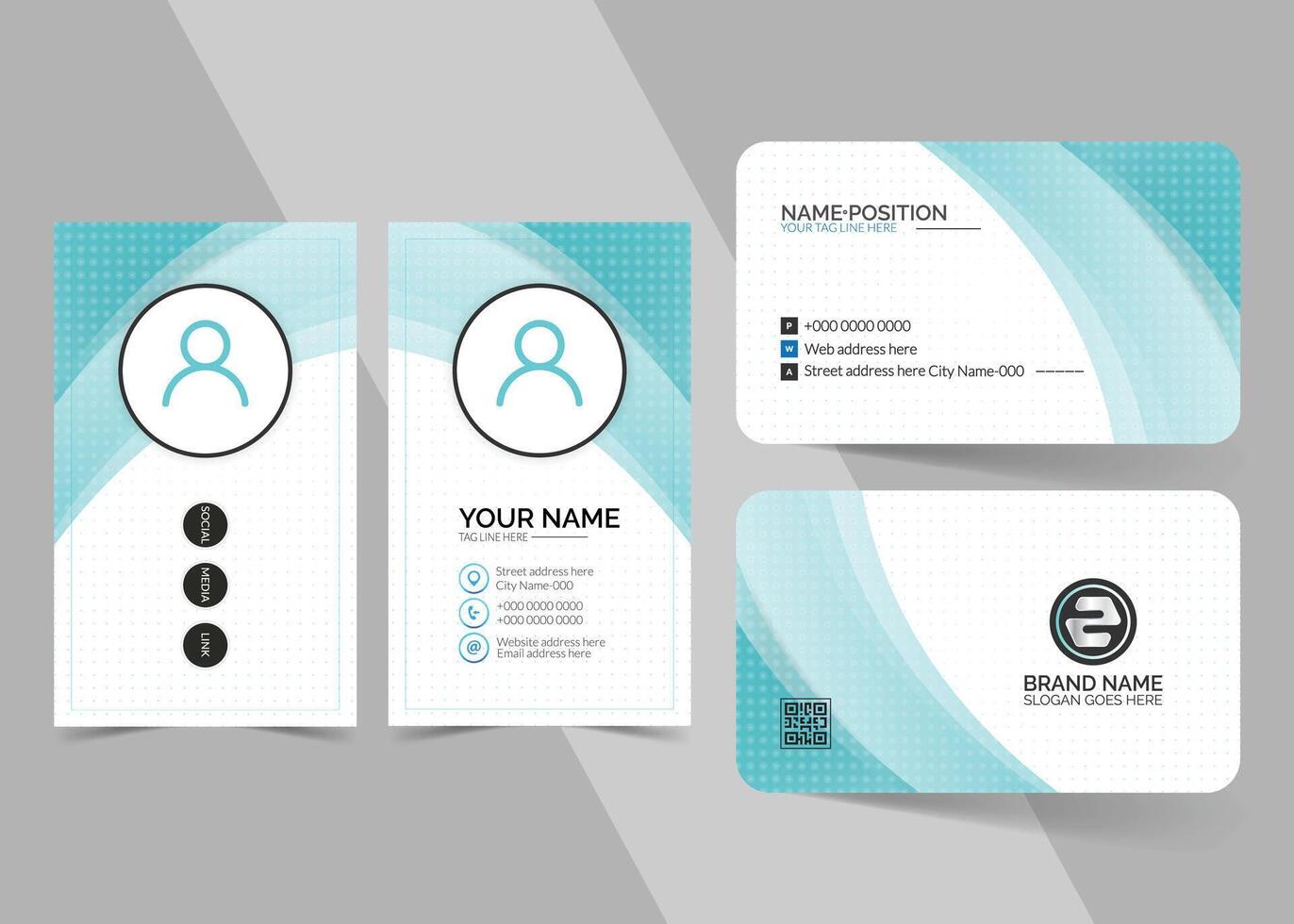 Business card template with a blue and white design vector