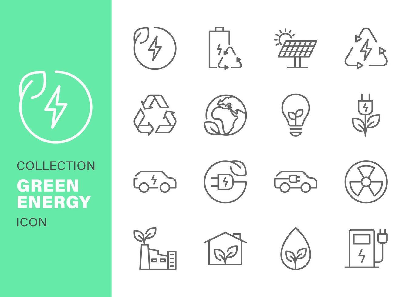 set of green energy icon vector design