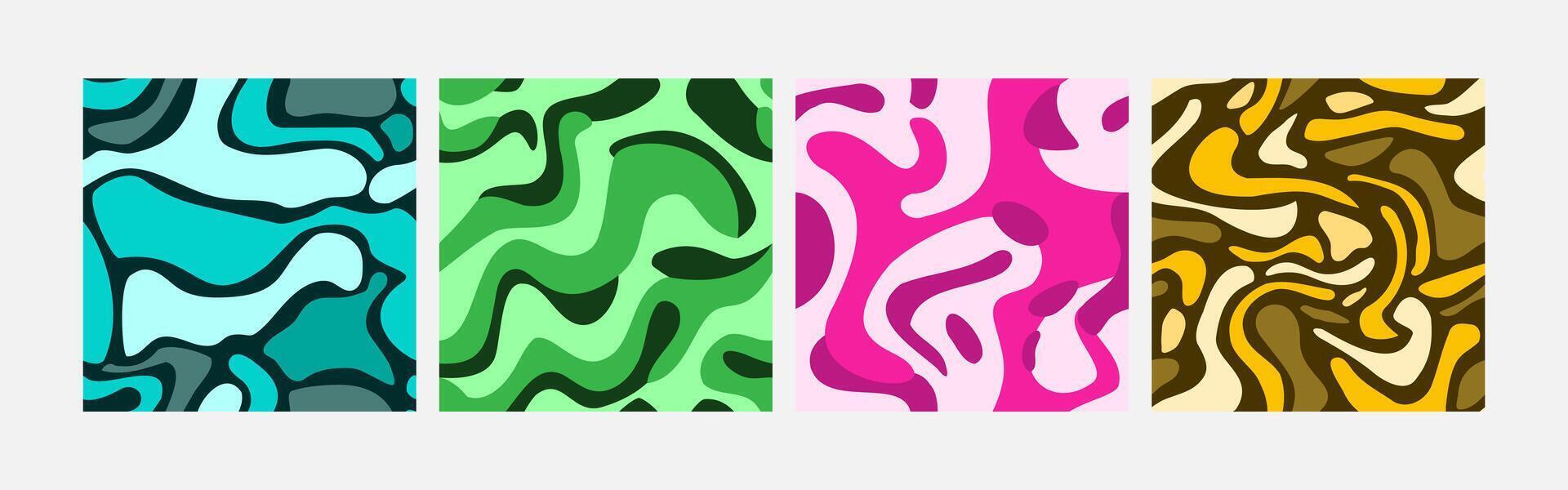 Collection of abstract background colorful waves seamless pattern vector design, design can be for t-shirts, wrapping paper, printing needs