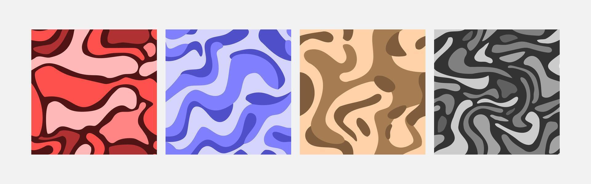 Collection of abstract background colorful waves seamless pattern vector design, design can be for t-shirts, wrapping paper, printing needs