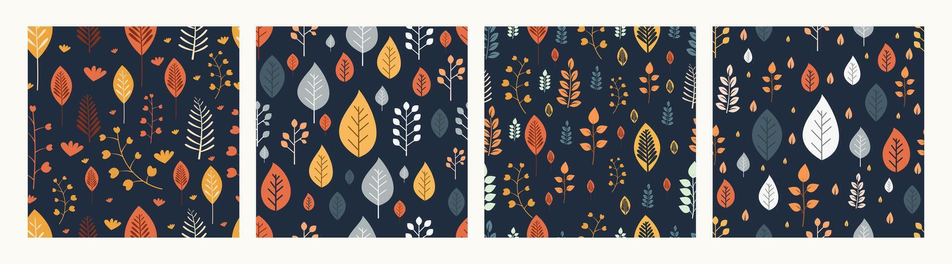 Collection of pattern autumn leaves and flowers theme, design can be for t-shirts, wrapping paper, printing needs vector