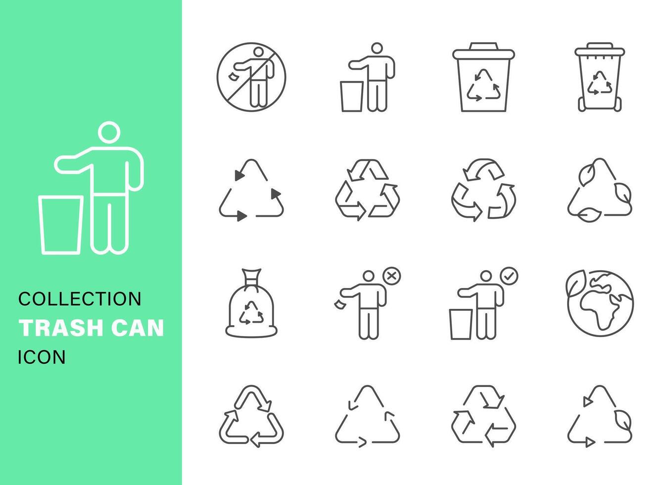 set of trash can icon vector design