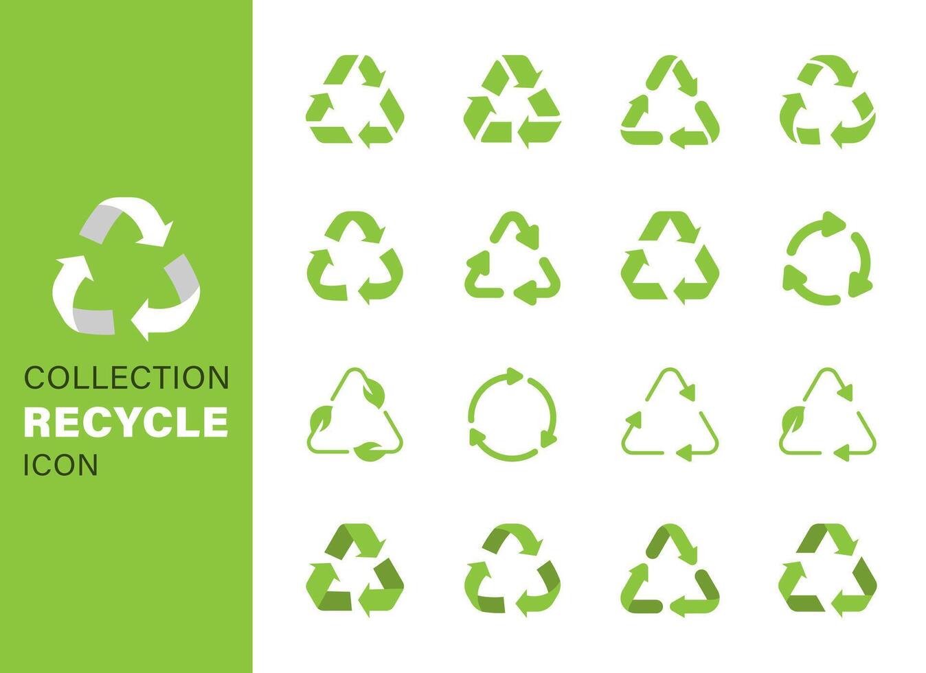 conjunto de reciclar icono verde color vector