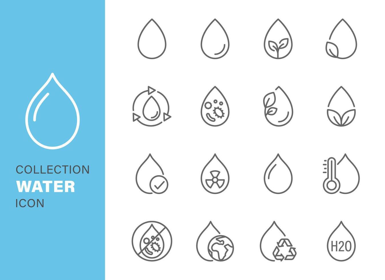 set of water drop icon, green water icon vector design