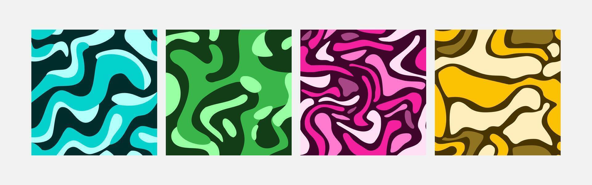 Collection of abstract background colorful waves seamless pattern vector design, design can be for t-shirts, wrapping paper, printing needs