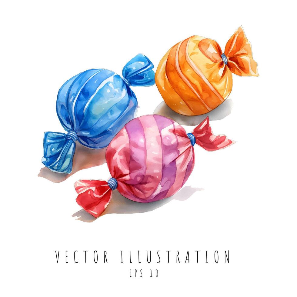 Set of candy watercolor element, Vector illustration