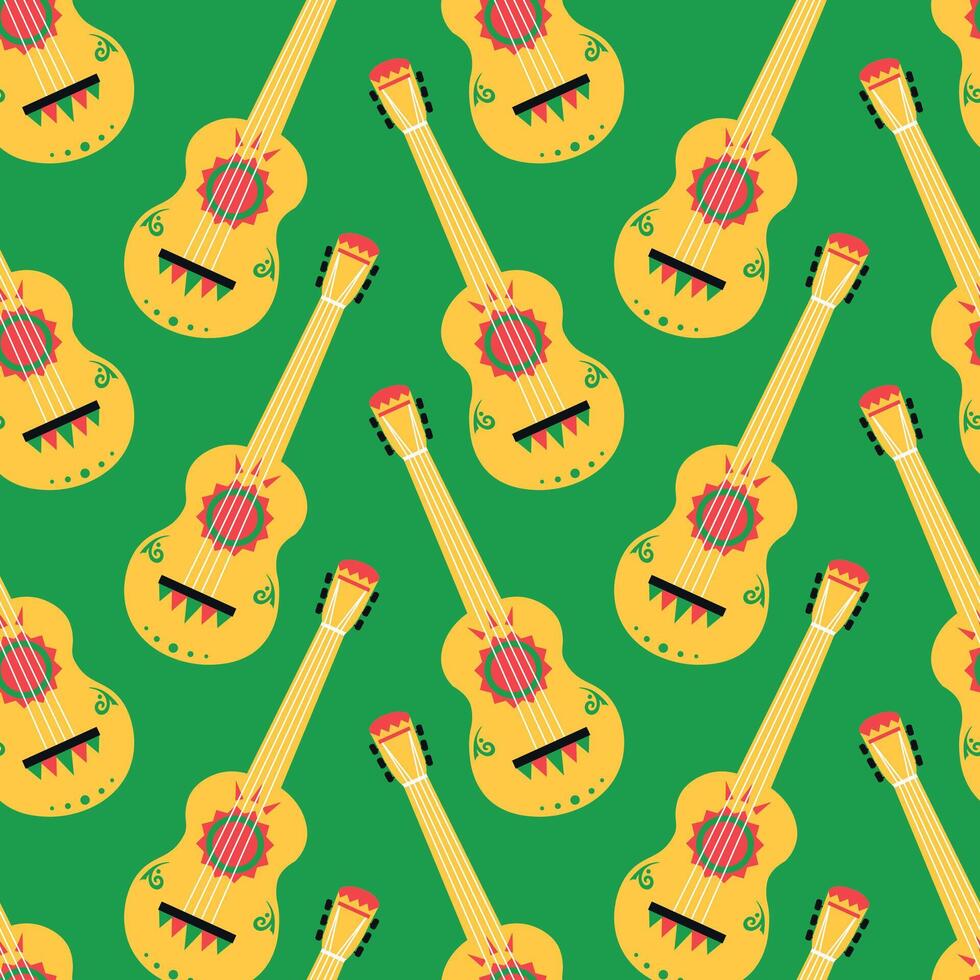 Guitar seamless pattern cinco de mayo vector