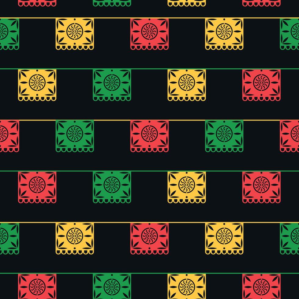 Papel Picado seamless pattern cinco de mayo decoration vector