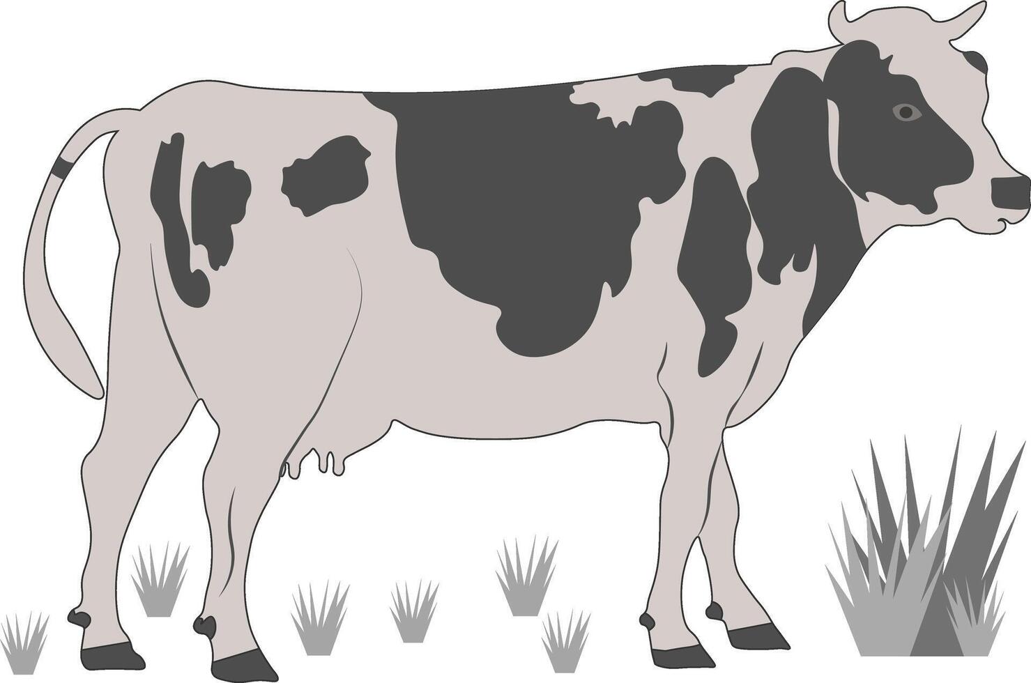 Stencil vector dairy cow and grass