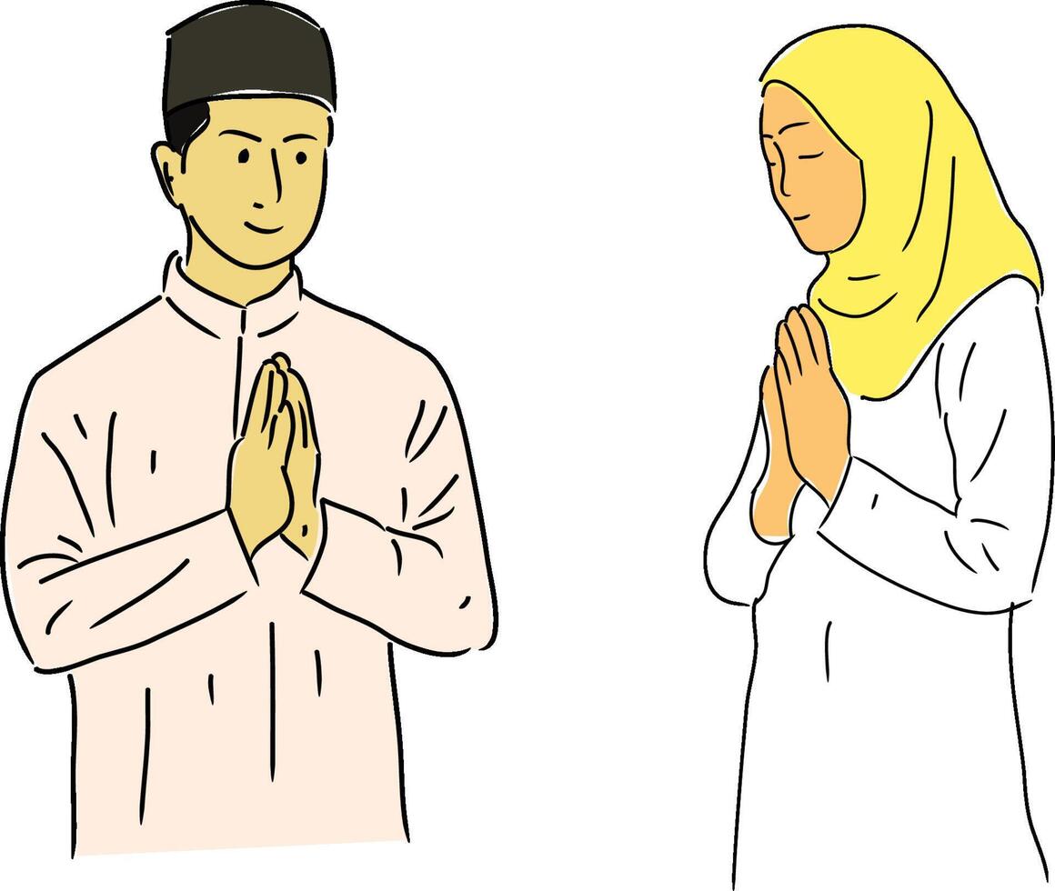 Ramadan Kareem. Praying hands vector