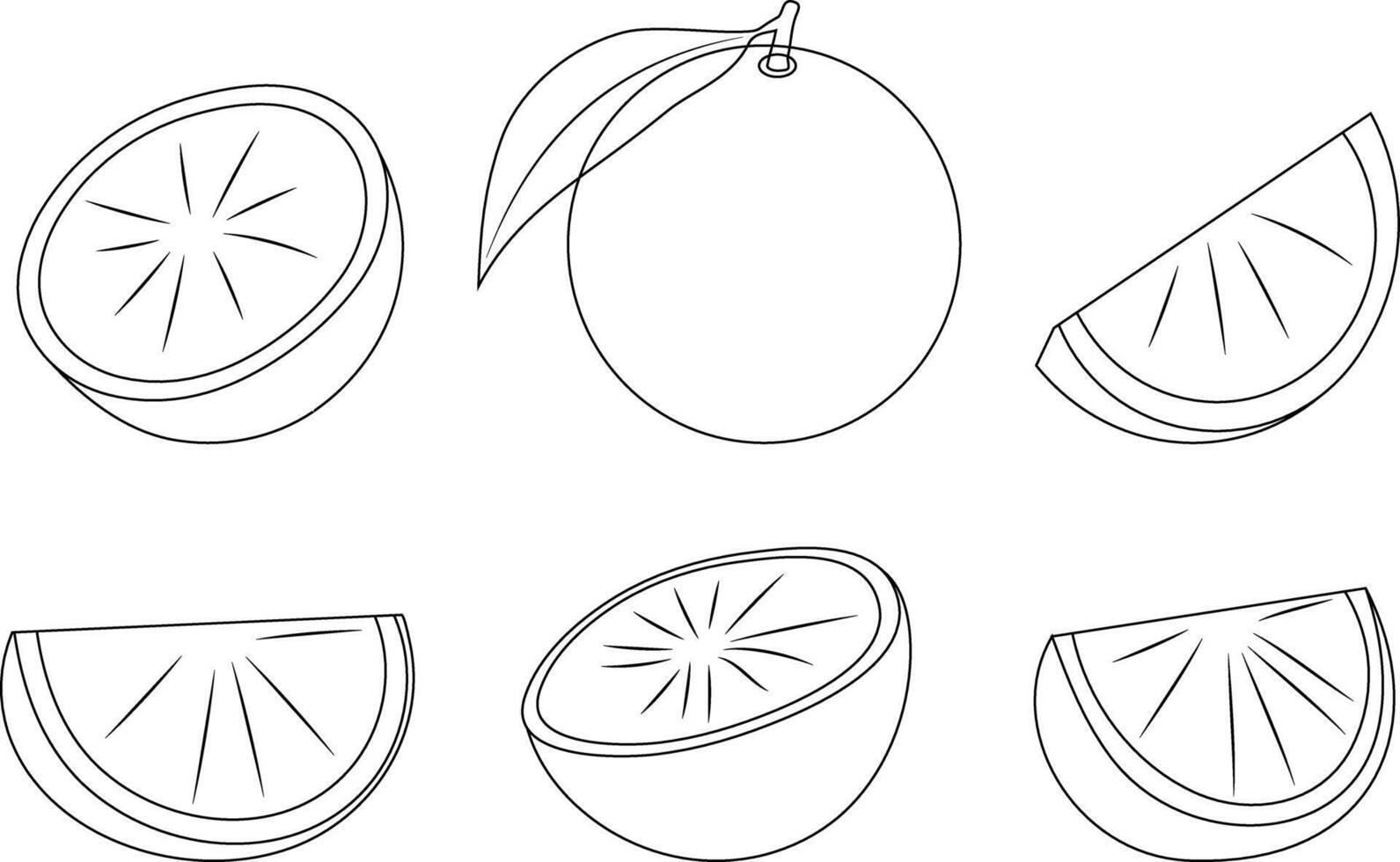 Orange vector doodle elements and lettering set, orange hand drawn