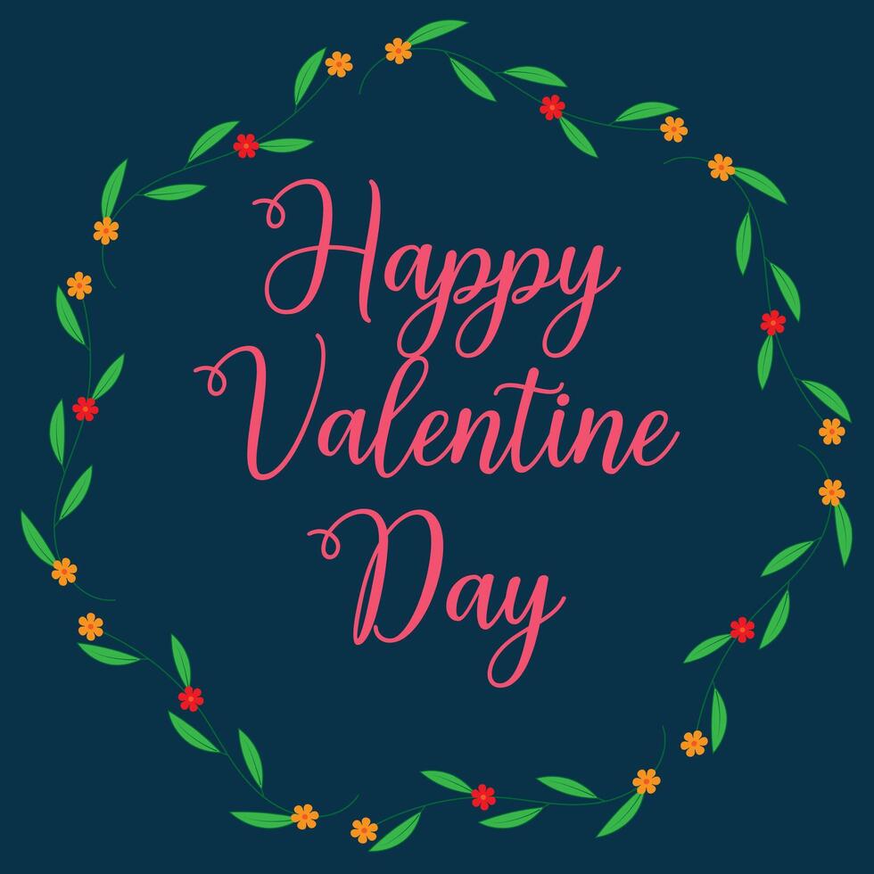 Happy Valentine's day text, hand lettering typography poster on red gradient background. Vector illustration. Romantic quote postcard, card, invitation, banner template.