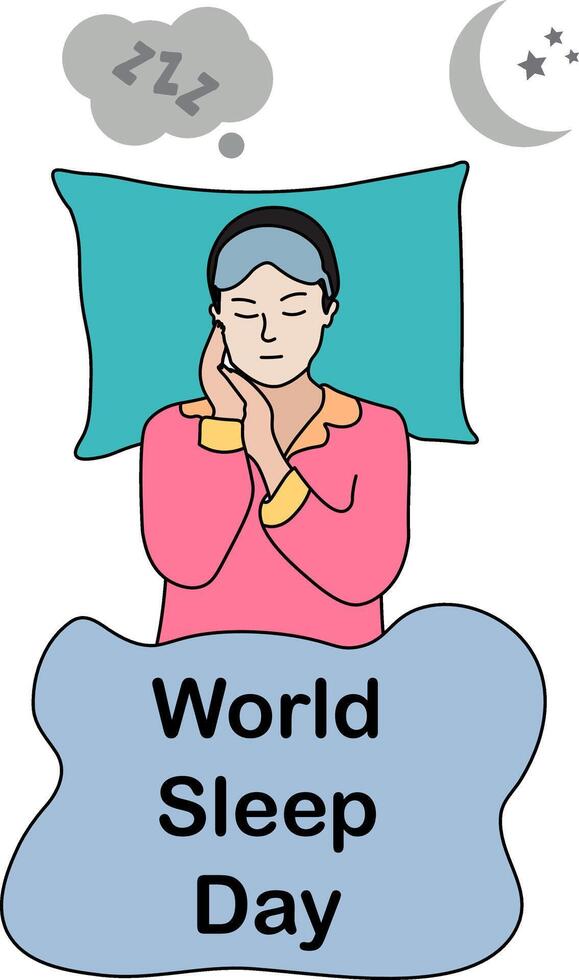 World Sleep Day concept flat vector illustration for banner social post and web