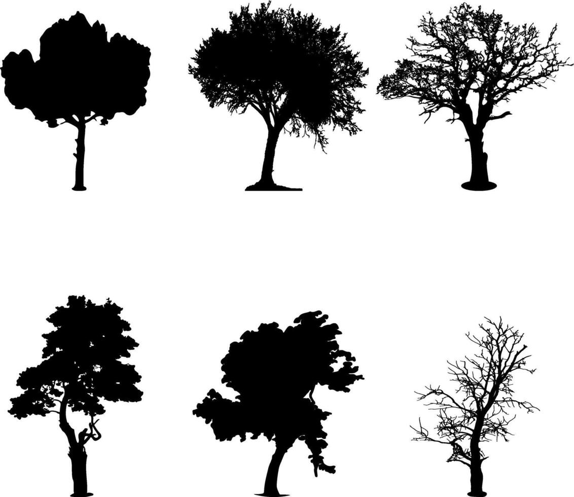 Set of silhouette tree vector illustration
