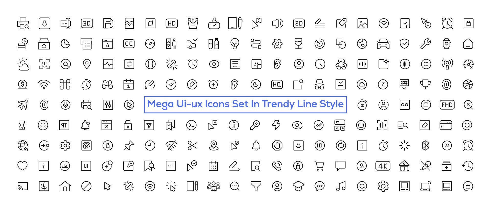 mega conjunto de ui ux iconos, usuario interfaz icono conjunto colección vector
