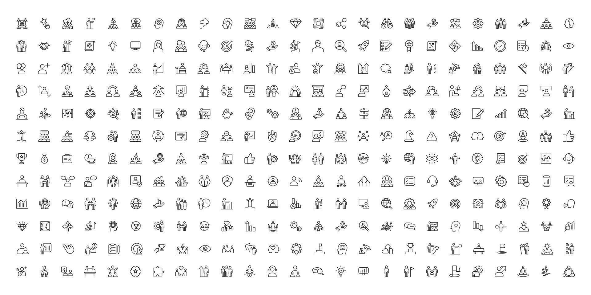 People and teamwork line icons collection. Big icon set in a flat design. Thin outline icons pack vector