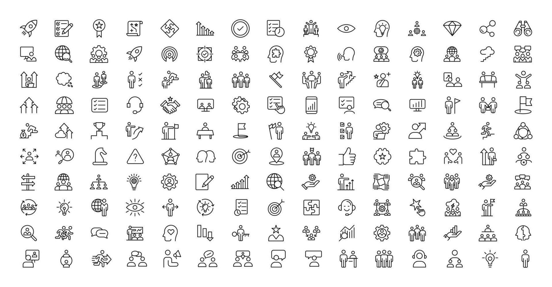 People and teamwork line icons collection. Big icon set in a flat design. Thin outline icons pack vector