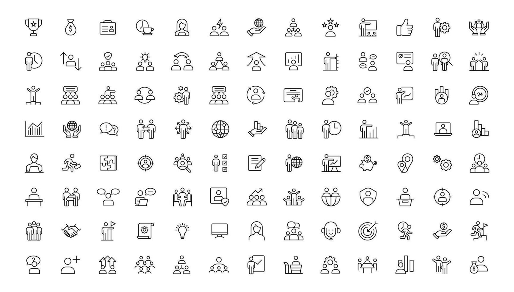 People and teamwork line icons collection. Big icon set in a flat design. Thin outline icons pack vector