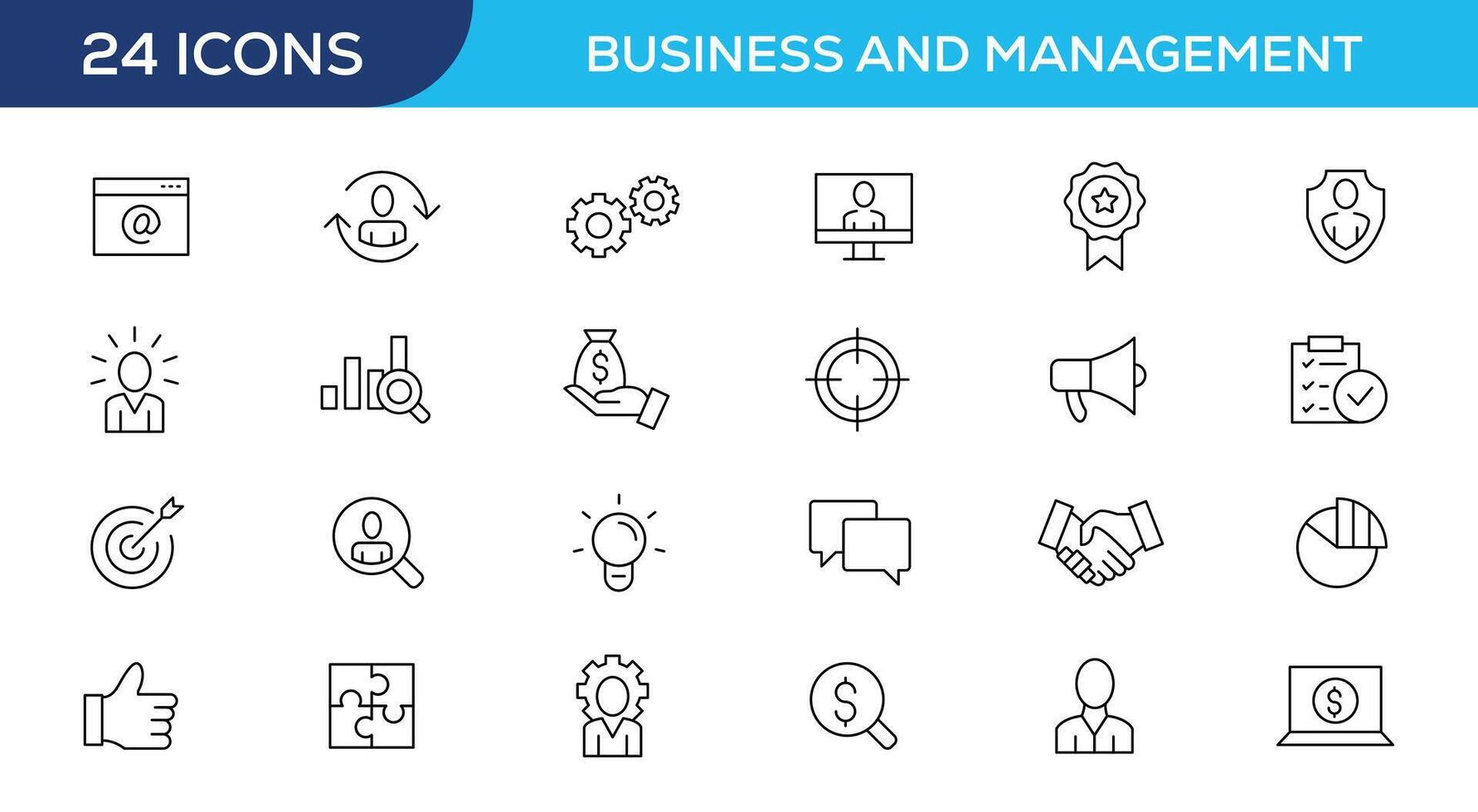 Business and management line icons set. Management, Money, bank, contact, infographic Icon collection vector