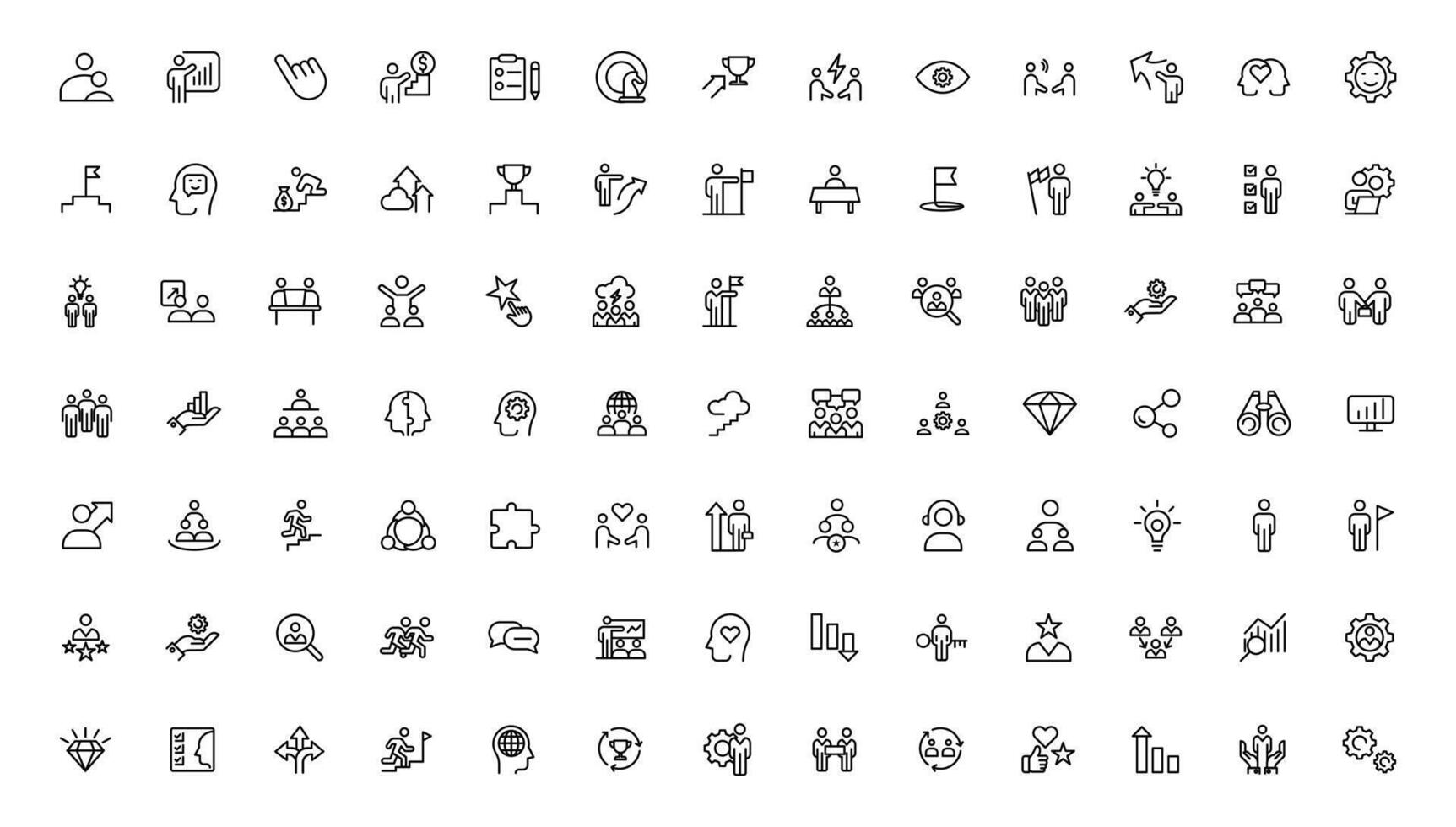 People and teamwork line icons collection. Big icon set in a flat design. Thin outline icons pack vector