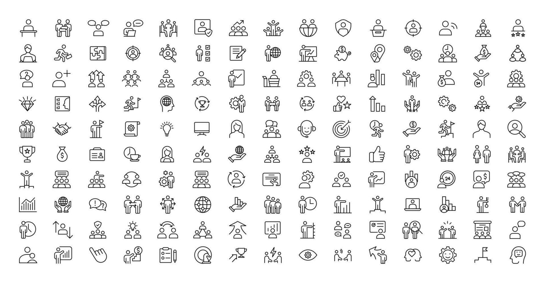People and teamwork line icons collection. Big icon set in a flat design. Thin outline icons pack vector