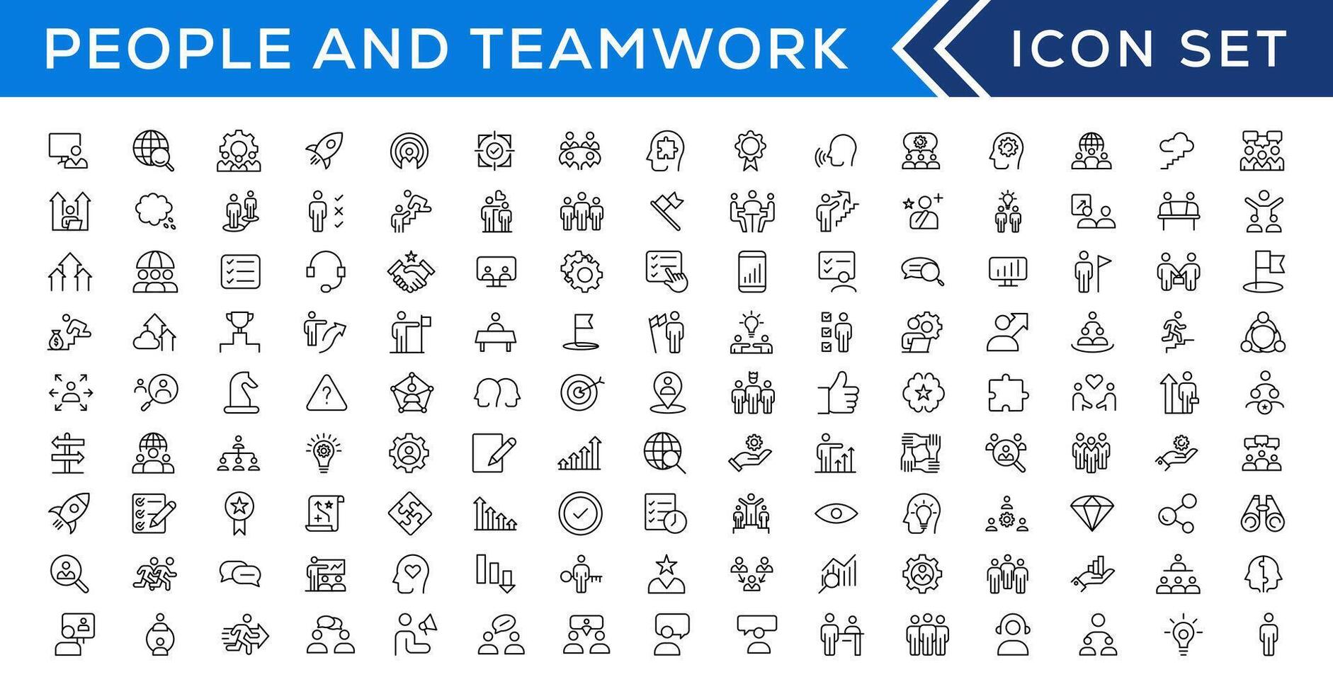 People and teamwork line icons collection. Big icon set in a flat design. Thin outline icons pack vector