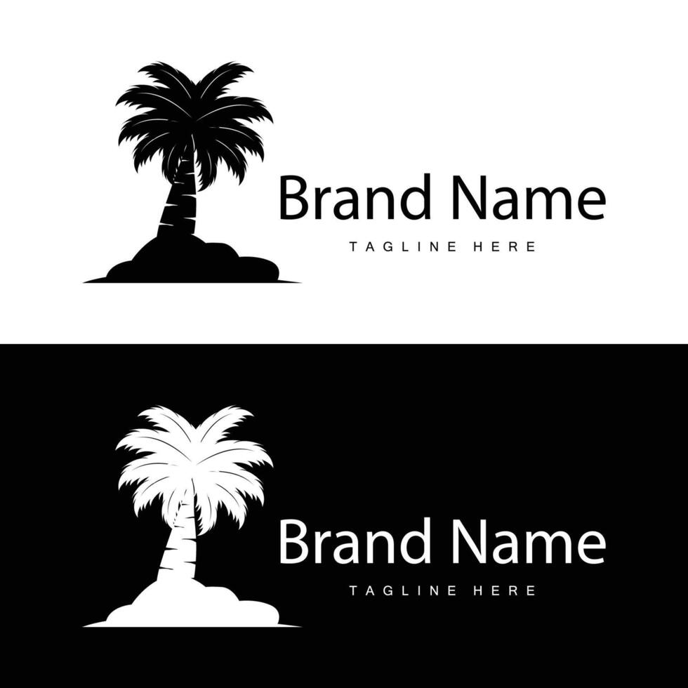 Coconut tree logo design template palm tree silhouette illustration summer beach sea plant vector