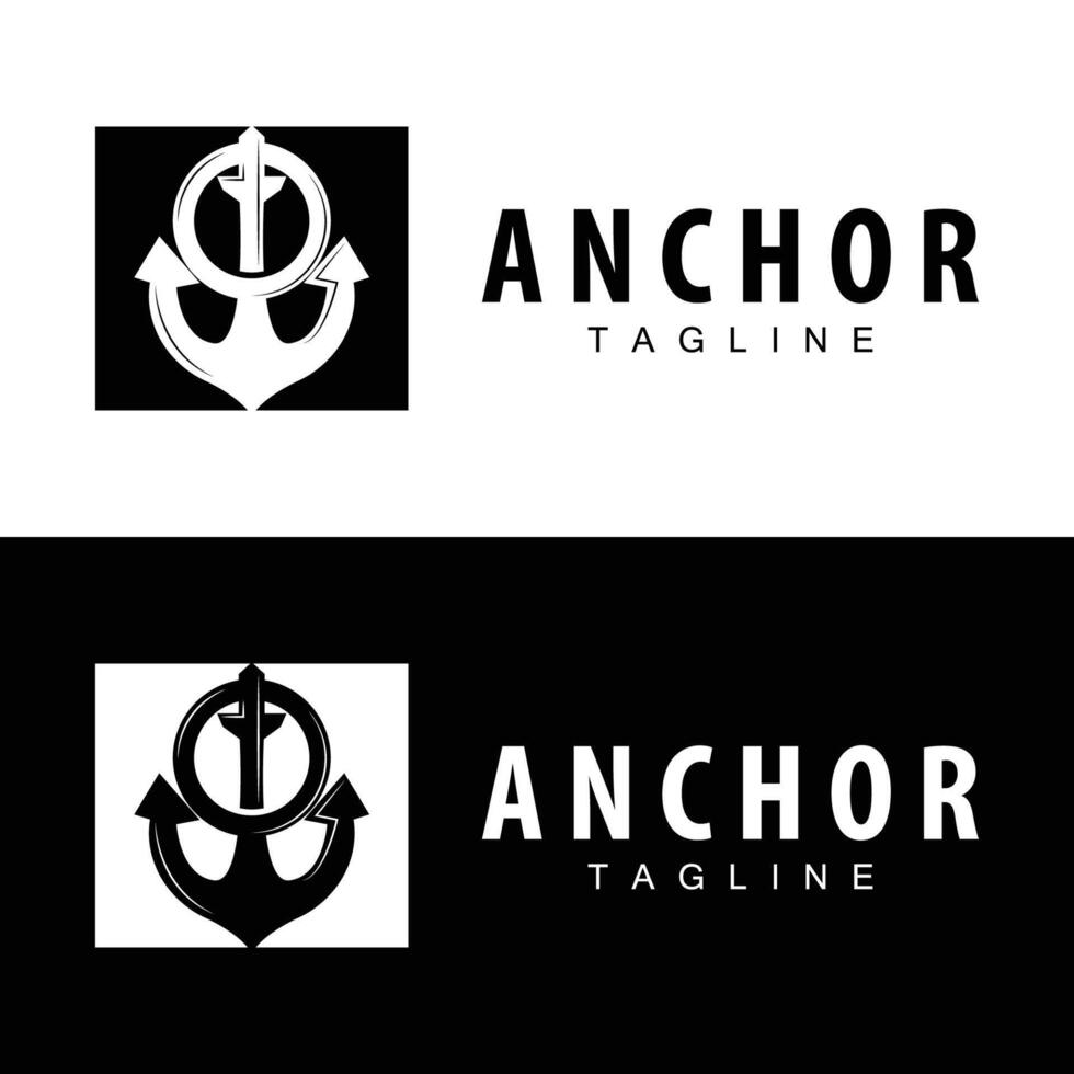 mar Embarcacion vector icono símbolo ilustración sencillo mar ancla logo diseño