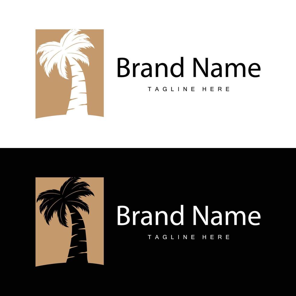 Coco árbol logo diseño modelo palma árbol silueta ilustración verano playa mar planta vector