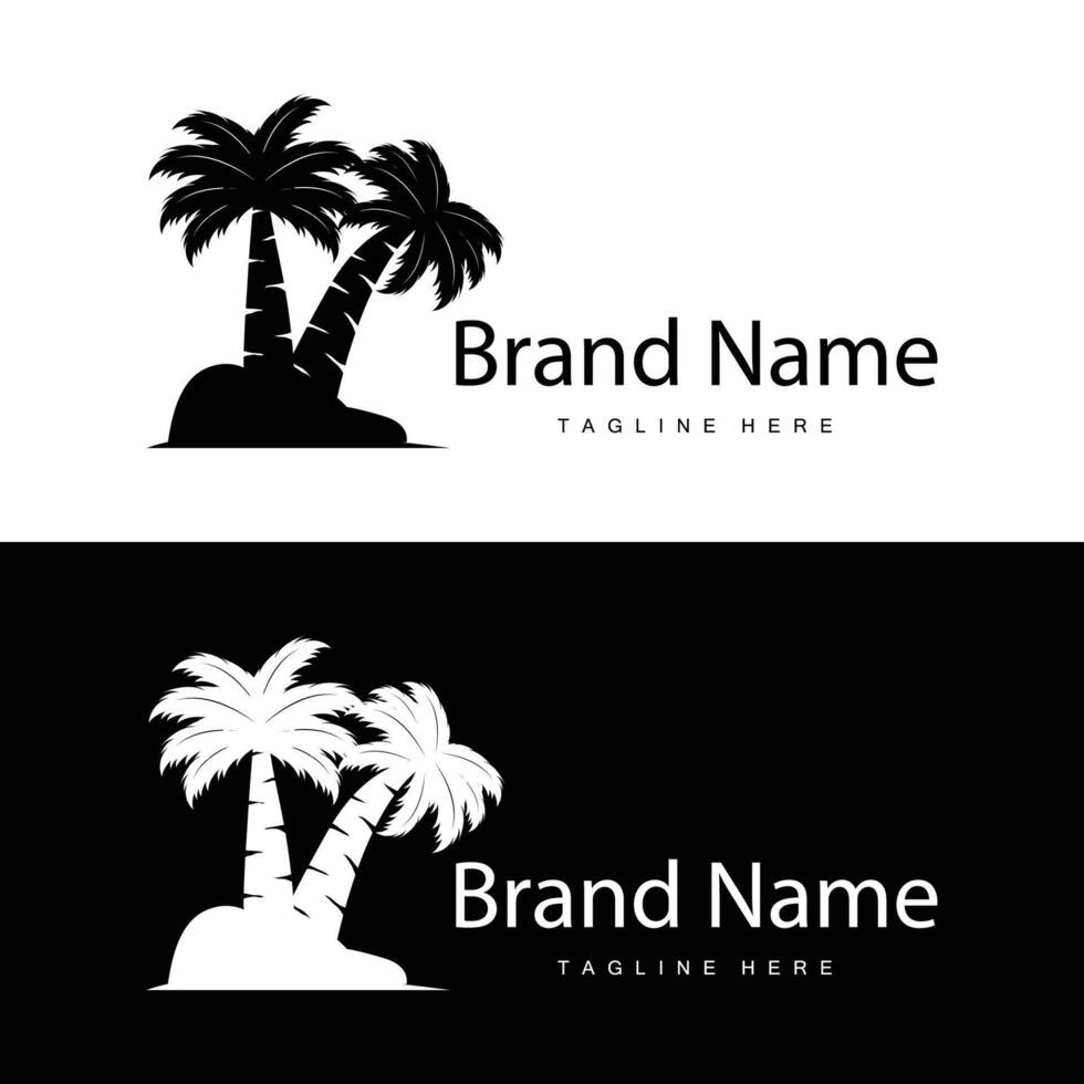 Coconut tree logo design template palm tree silhouette illustration summer beach sea plant vector