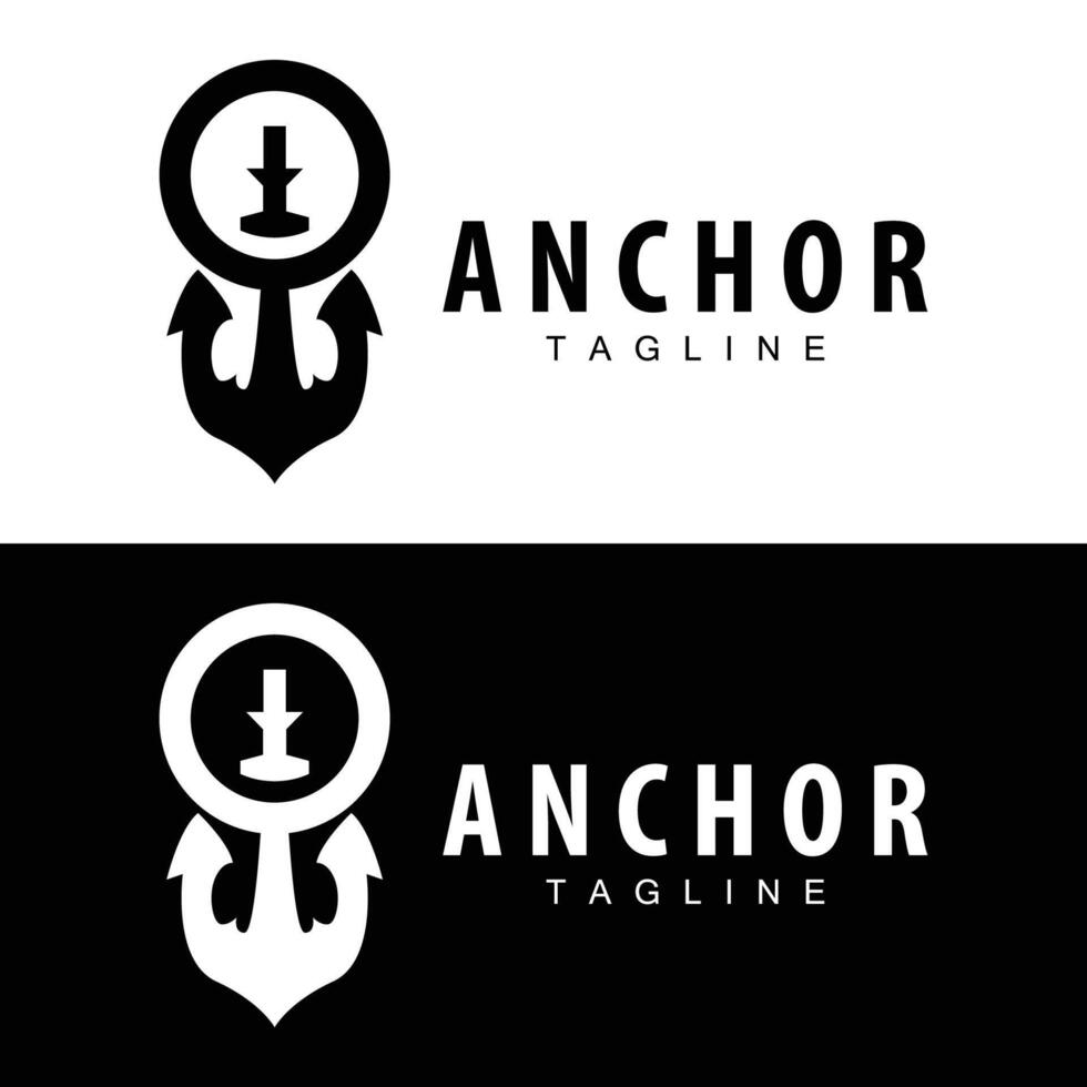 Sea ship vector icon symbol illustration simple sea anchor logo design