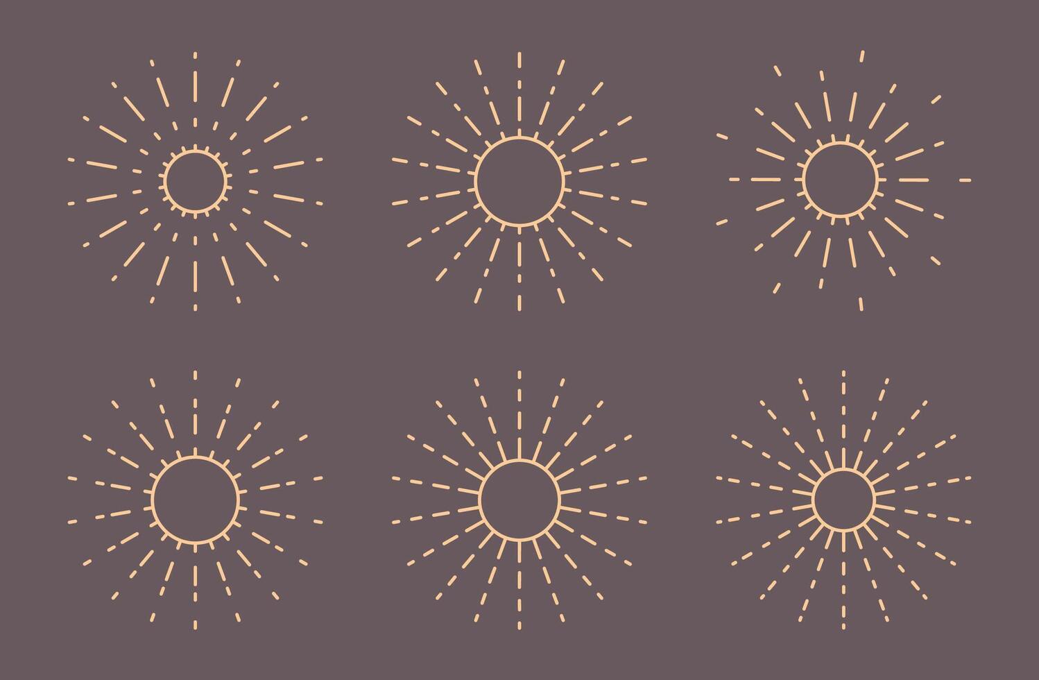 Set of light rays, sunburst, Thin Line Art Vector Illustration