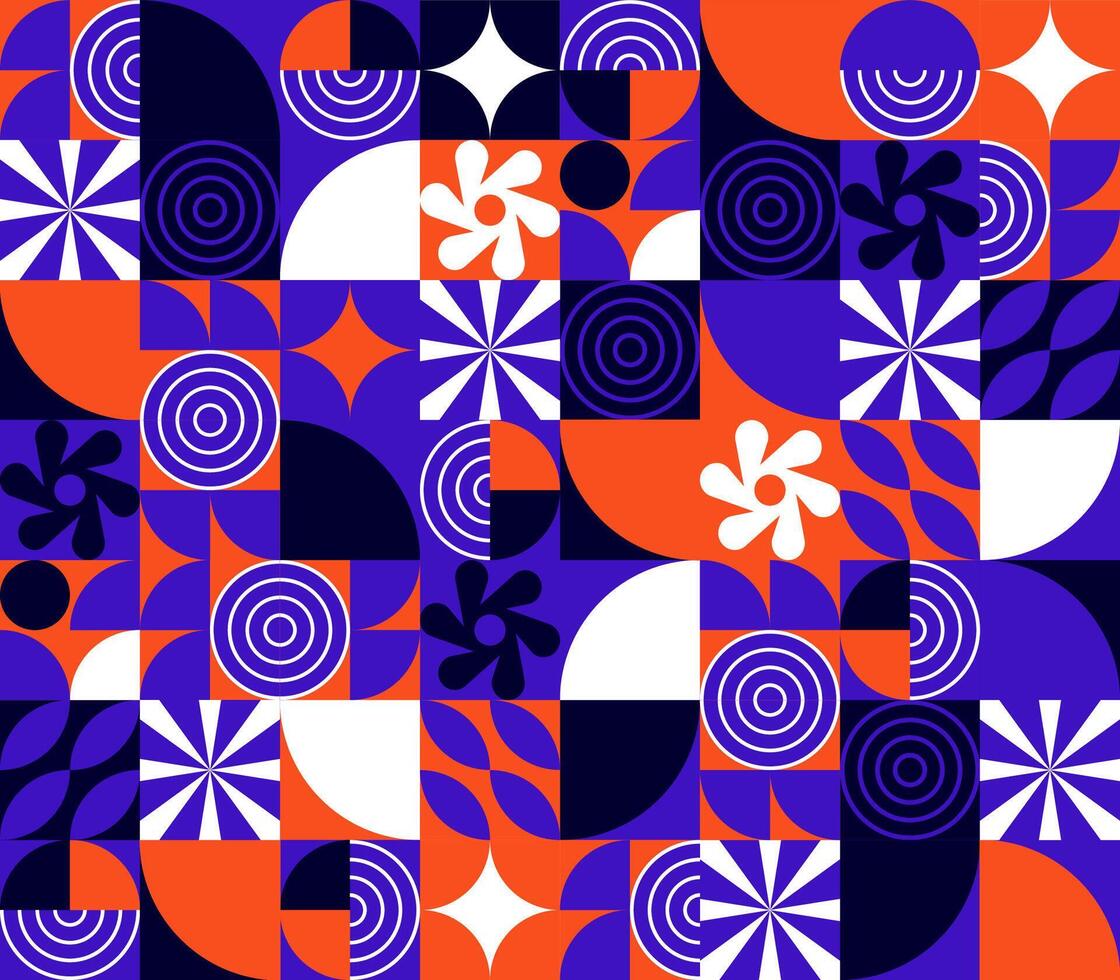 Abstract Geometric Seamless Pattern, Bright geometric background made of abstract elements. Vector flat illustration