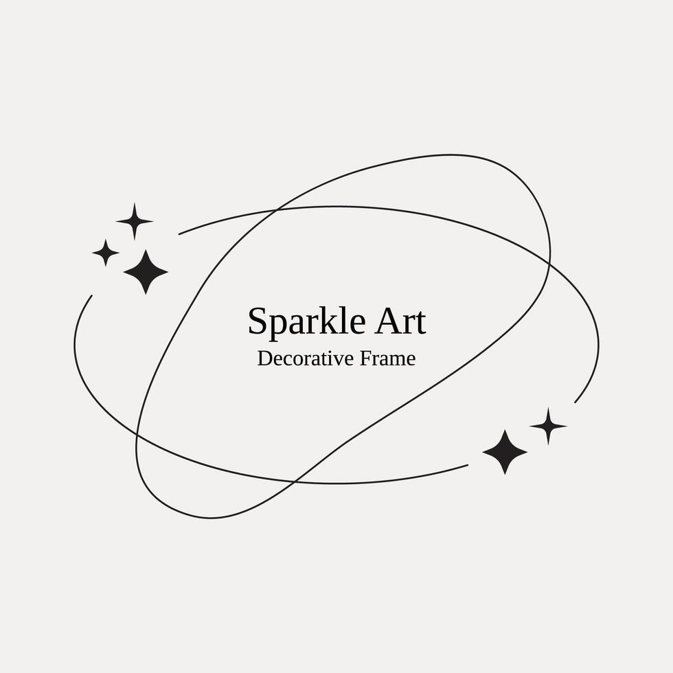 Sparkle Oval Monoline Frame, Vector Illustration