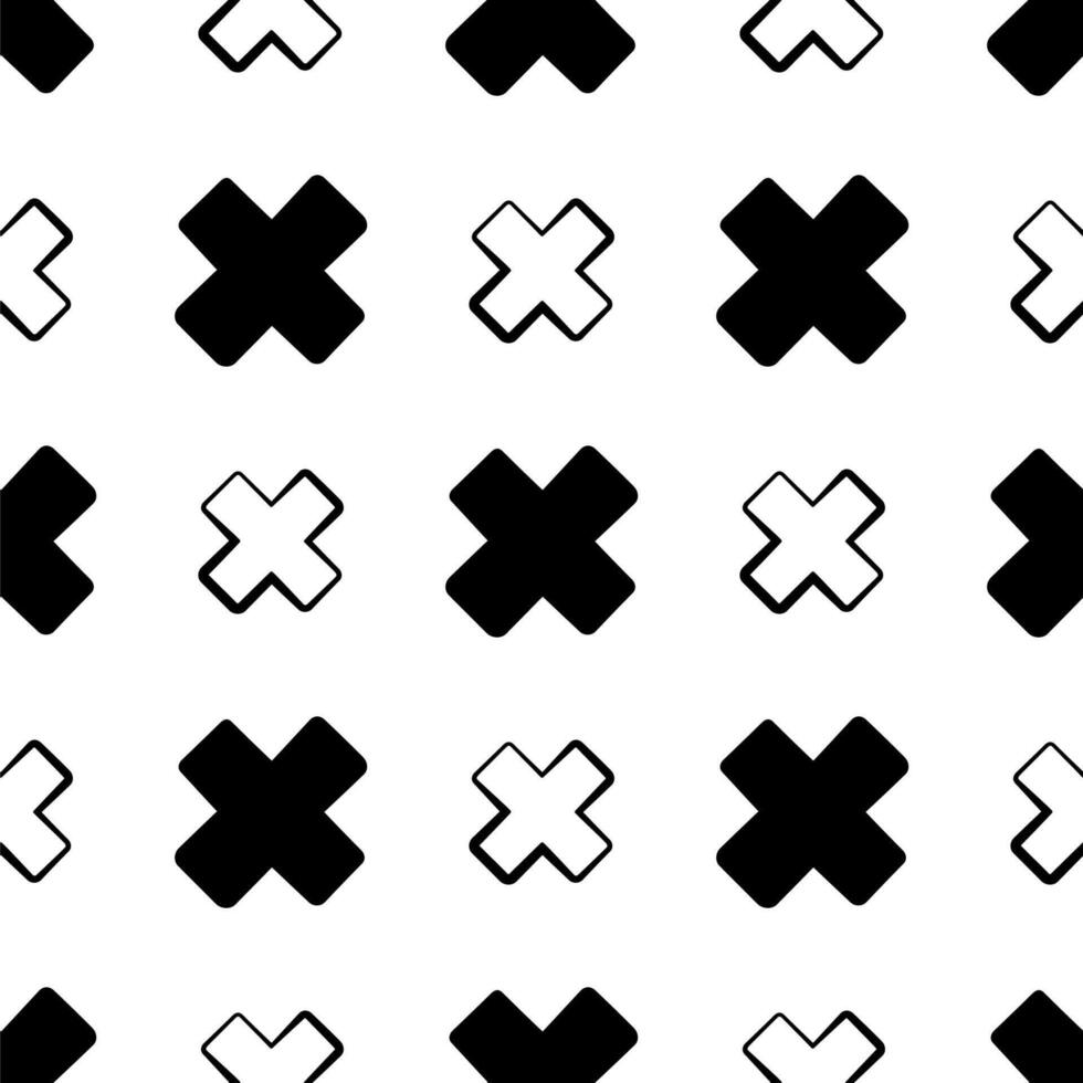 Crosses seamless pattern, Repeating black crosses on a white background, Vector illustration
