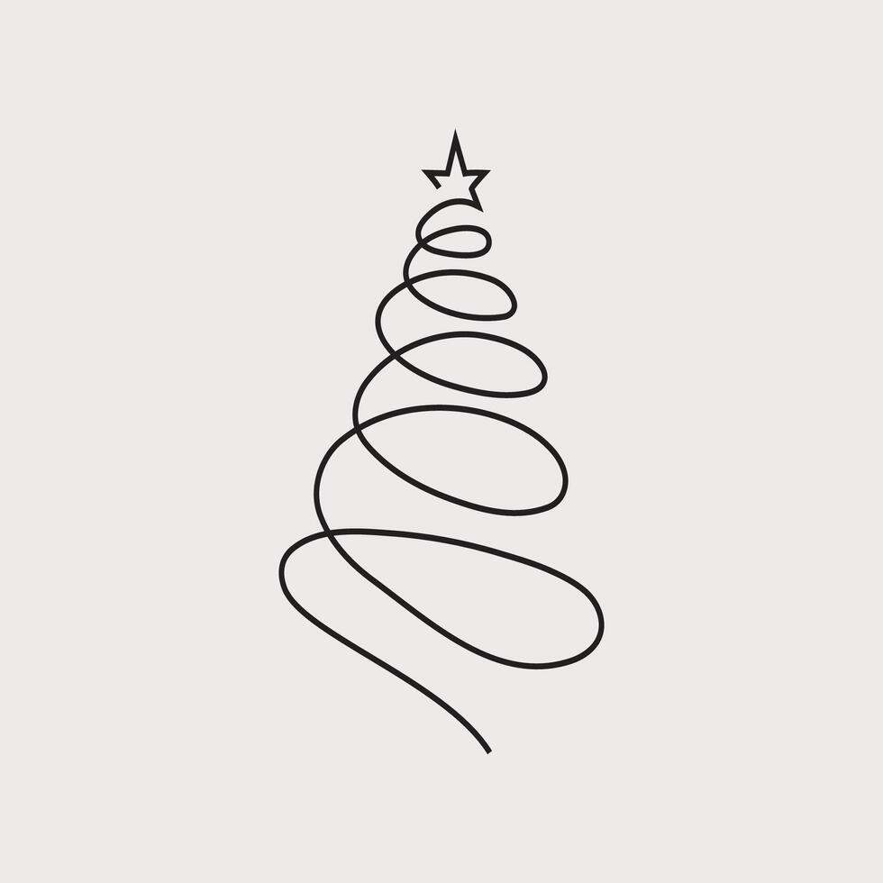 Swirl Christmas Tree, Abstract Christmas Tree, Vector illustration