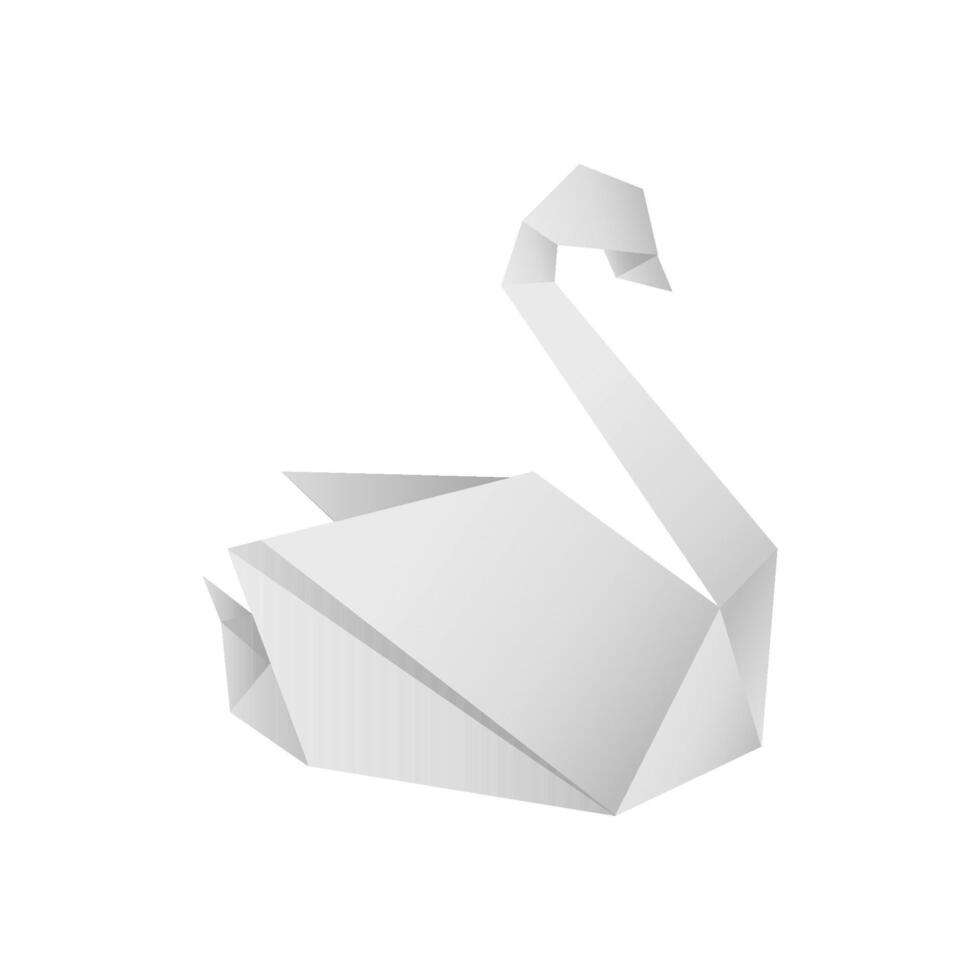 cisne pájaro origami icono, vector ilustración