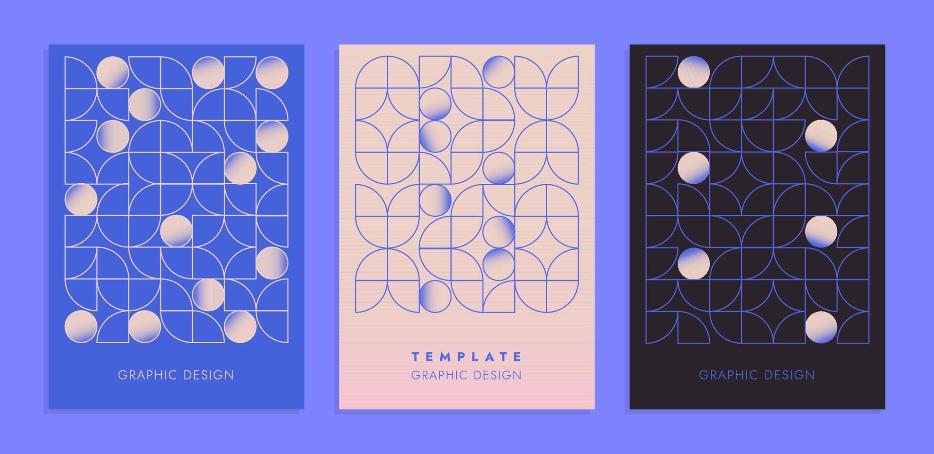 Set of Abstract Geometric Templates, Abstract geometric shapes, soft gradient. Vector Illustration