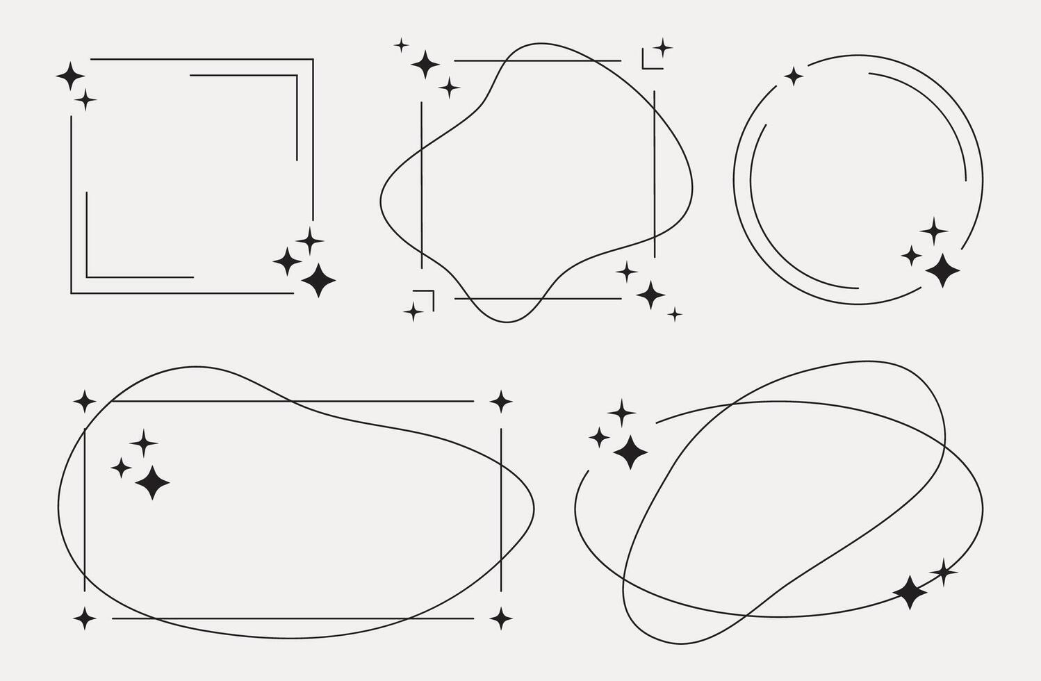Geometric Frames, Sparkle Monoline Frame Vector Illustration